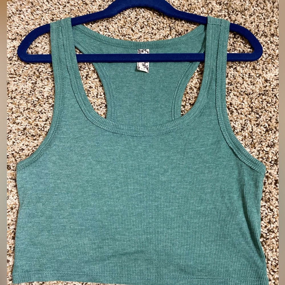 NEW- Free People- Free Throw Crop Tank color: Green NWOT
